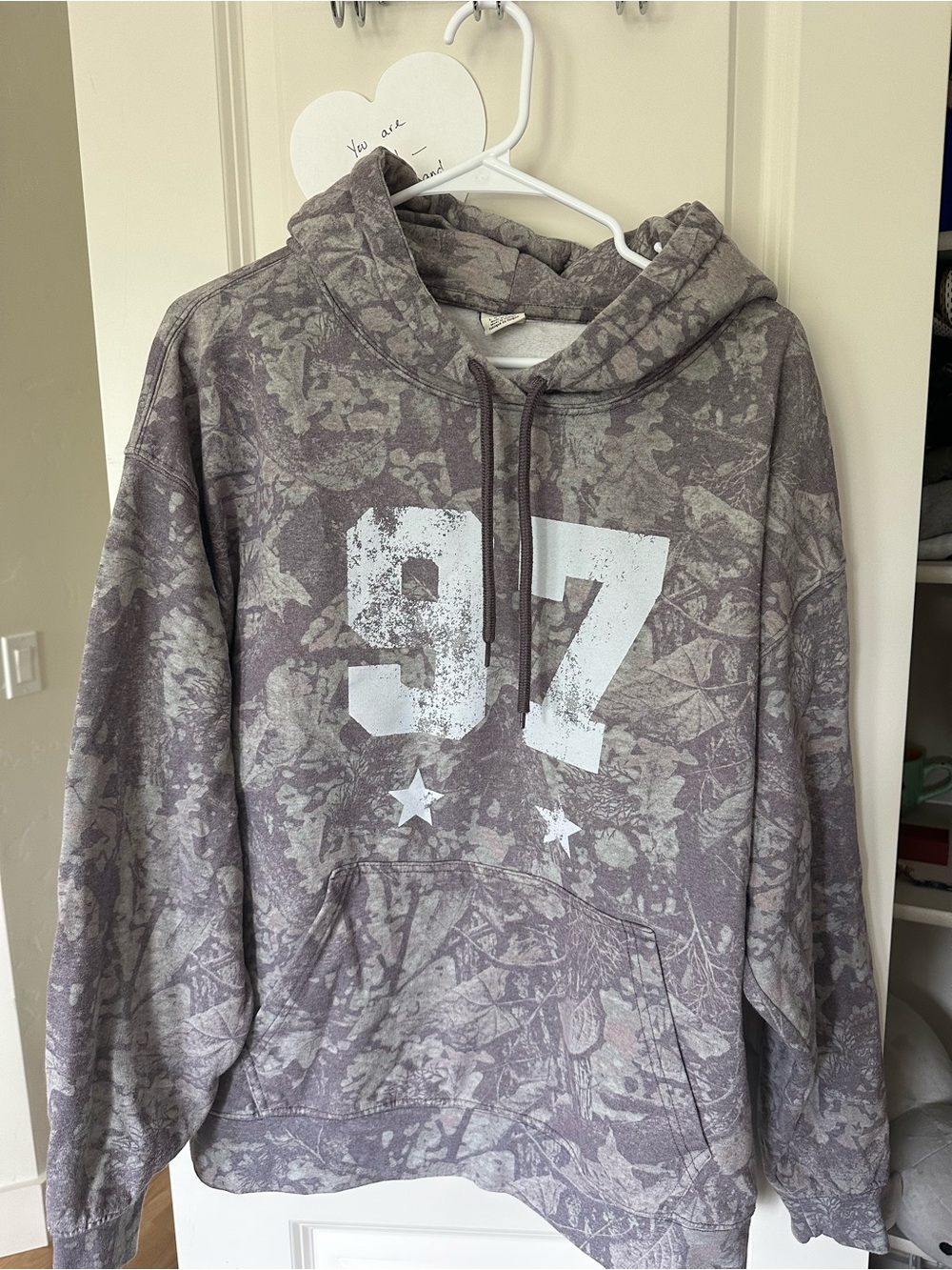 Urban Outfitters Distressed 97 Graphic Hoodie in Dusty Mauve